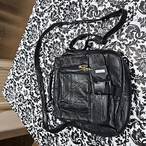 Black leather crossbody purse